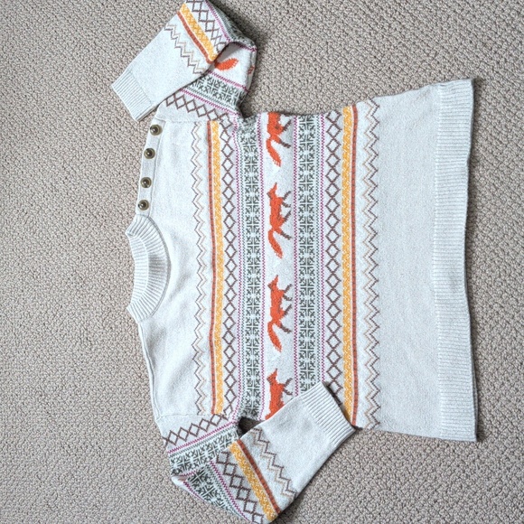 Fair Isle Highland Fox Mockneck Cotton Blend Pullover Sweater L - Picture 2 of 11